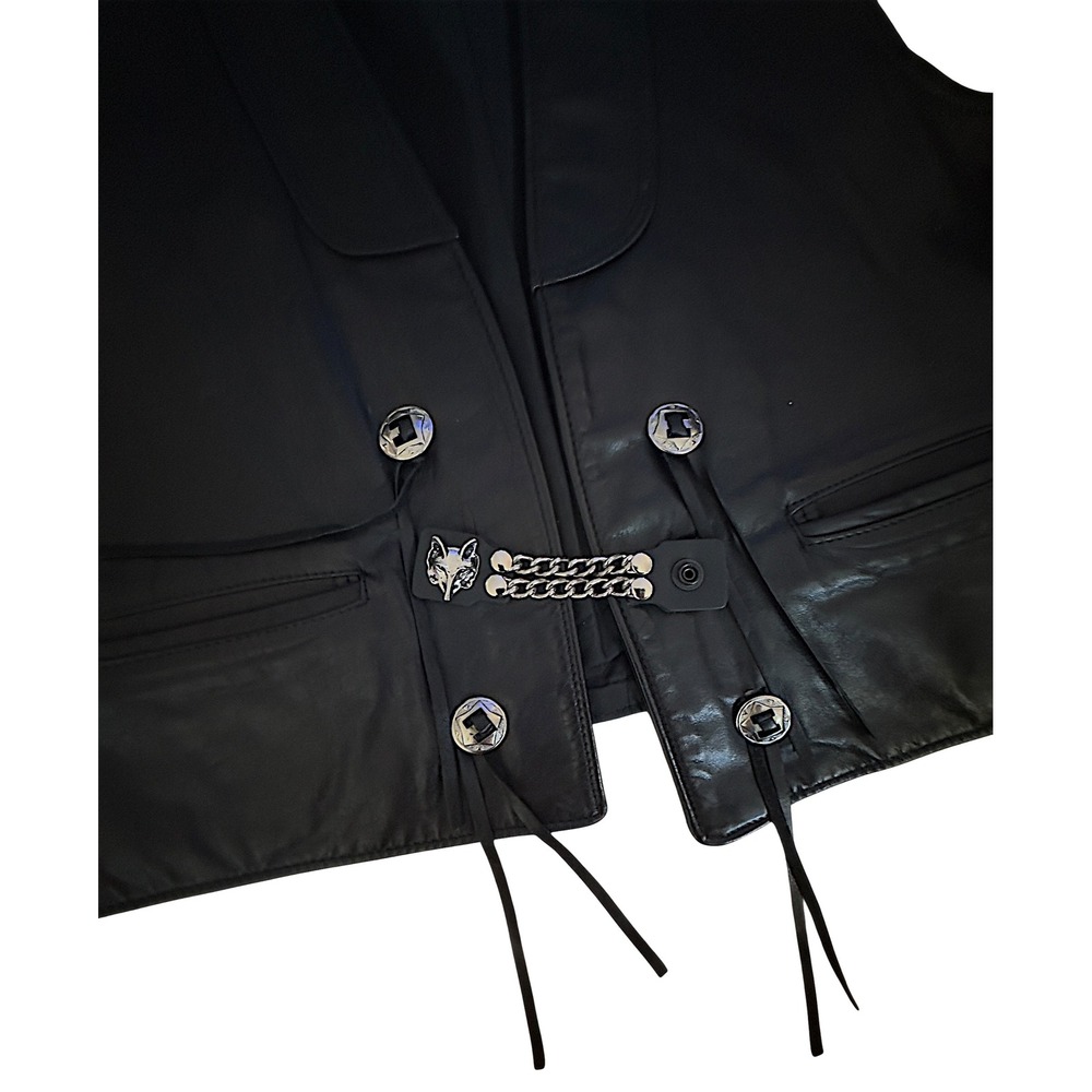 Schott NYC Western Vintage 80's Leather Men's Size XXL Black Biker Motorcycle - Picture 4 of 6
